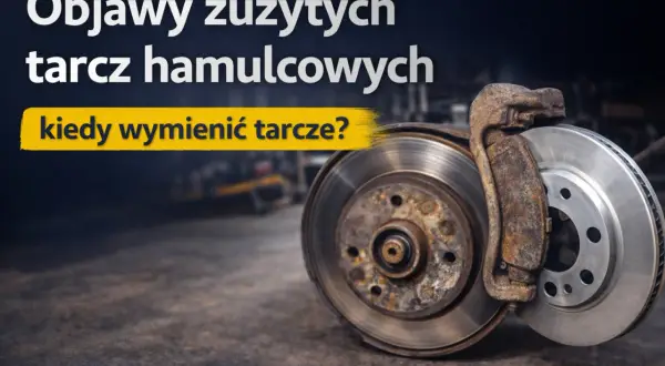 Zużyte tarcze hamulcowe, z widoczną różnicą w grubości, wymagają wymiany.