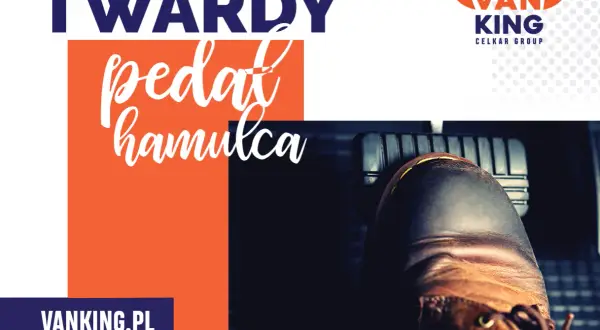Buty na twardym pedale hamulca przed odpaleniem. Tekst: "Twardy pedał hamulca". Vanking.pl