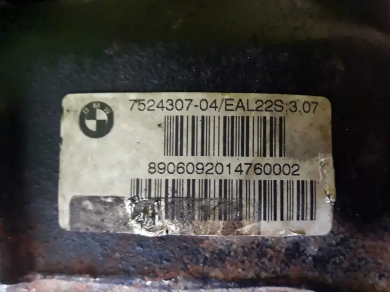 BMW E87 tabliczka znamionowa dyferencjału