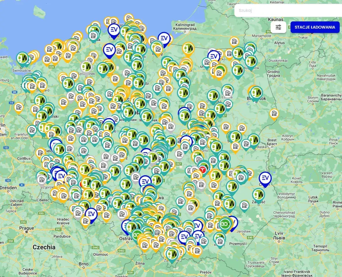 publiczne stacje ładowania samochodów elektrycznych Polska