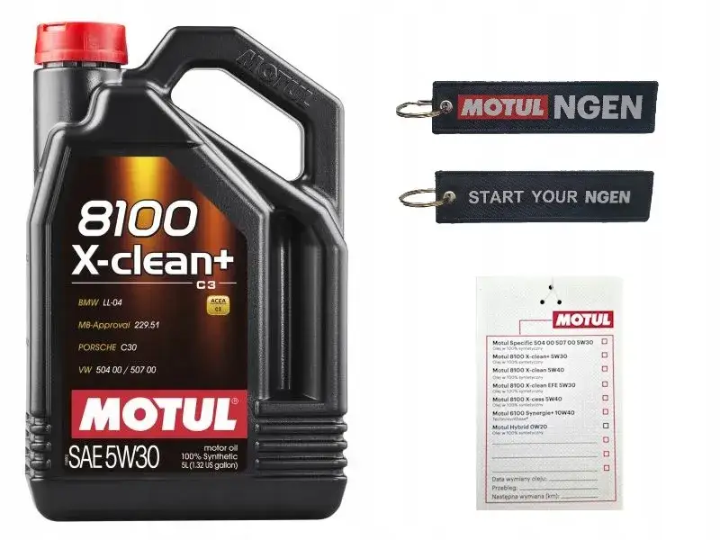 Motul 8100 X-clean+ 5W30 opakowanie i logo